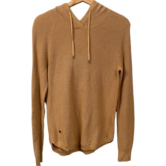 Lauren Ralph Lauren Long Sleeve Waffle Knit Hoodie Women's Size Medium Tan Camel - Picture 10 of 10